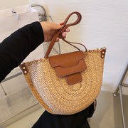 MARIE - Straw & Vegan Leather Tote Bag