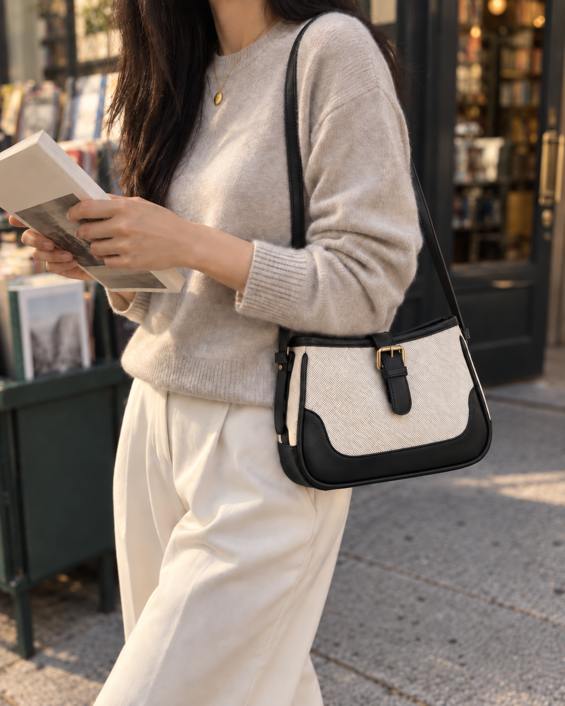 LIV - Canvas & Vegan Leather Shoulder Bag