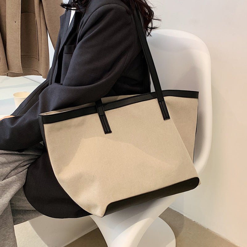 ELLA - Canvas & Vegan Leather Tote Bag