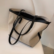 ELLA - Canvas & Vegan Leather Tote Bag