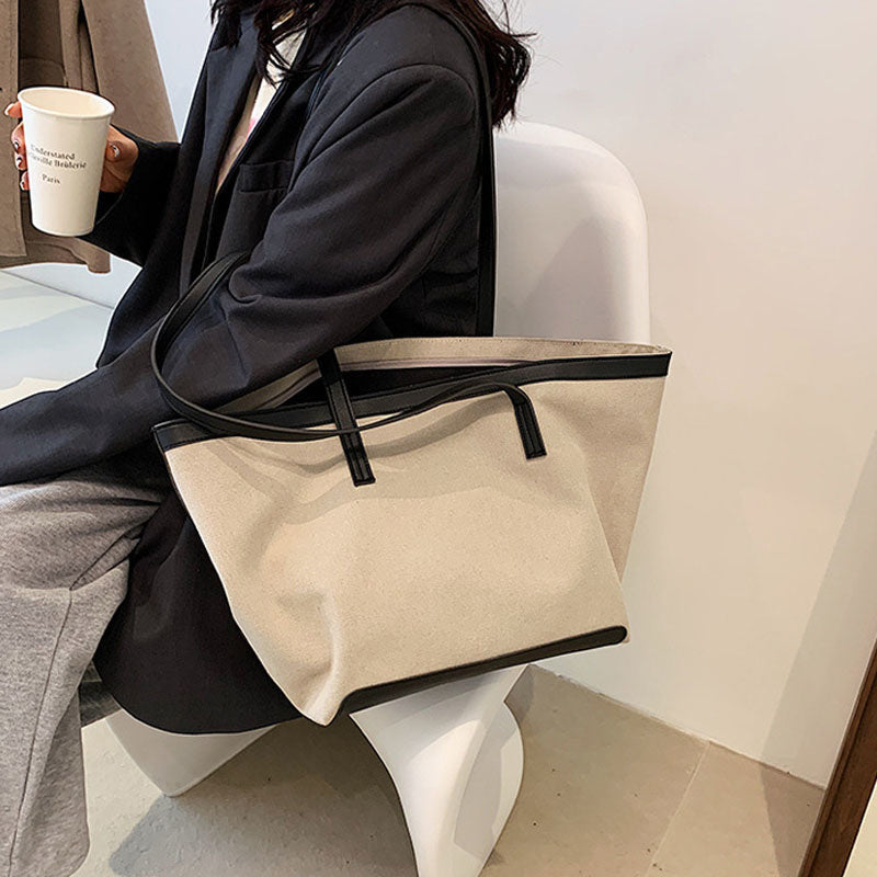 ELLA - Canvas & Vegan Leather Tote Bag