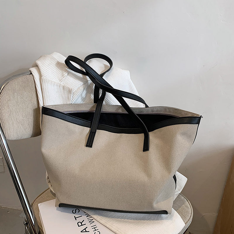 ELLA - Canvas & Vegan Leather Tote Bag